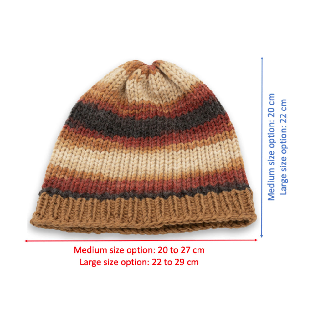 Chunky Beanie Winter Hat | Brown & Beige