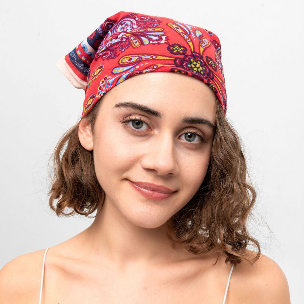 Rug Pattern Cotton Bandana Scarf |Red