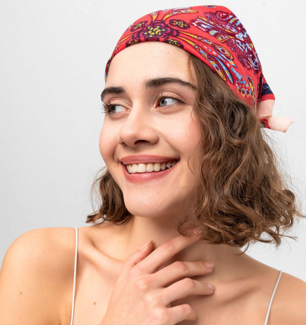 Rug Pattern Cotton Bandana Scarf |Red