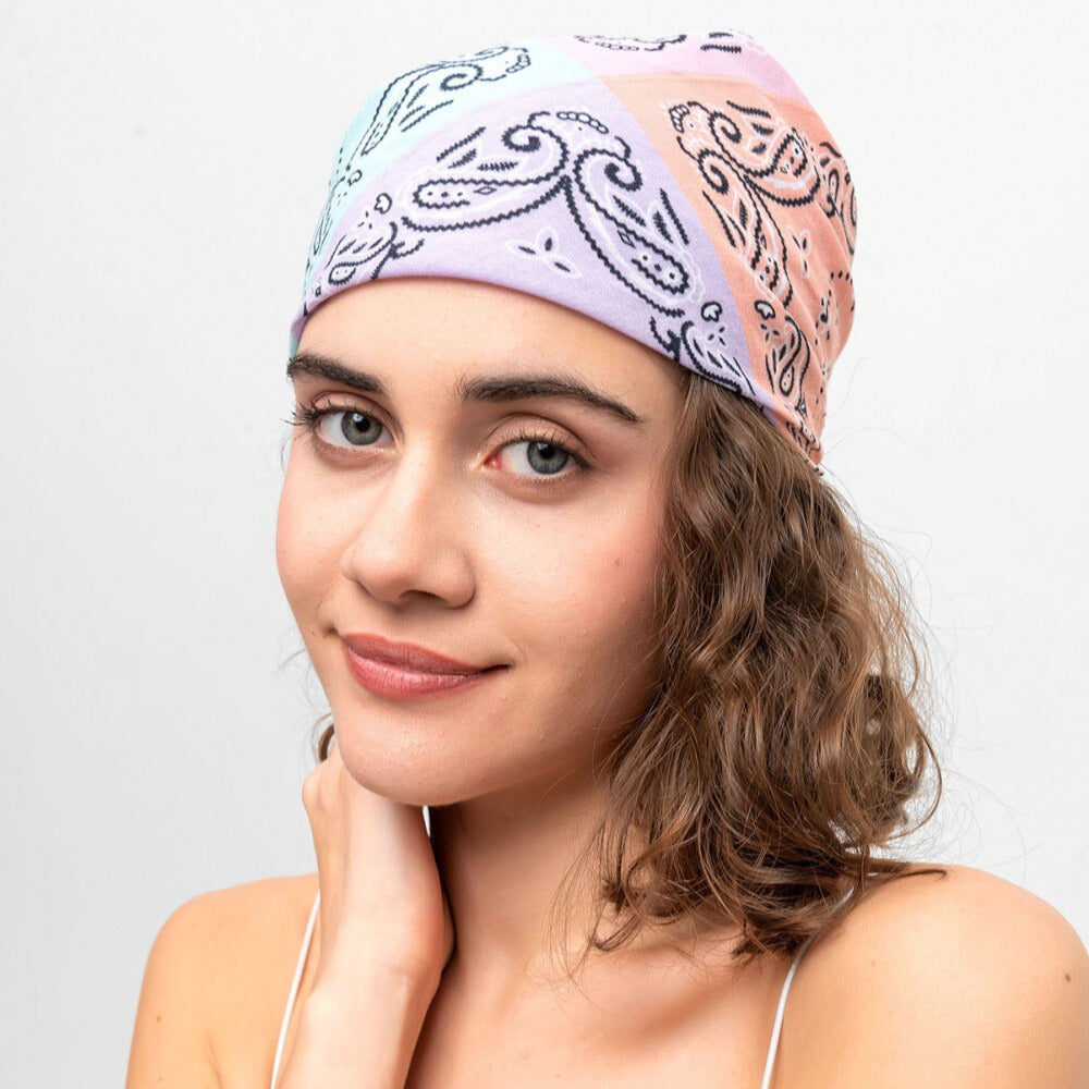 Paisley Pattern Cotton Bandana Scarf |Soft Colours