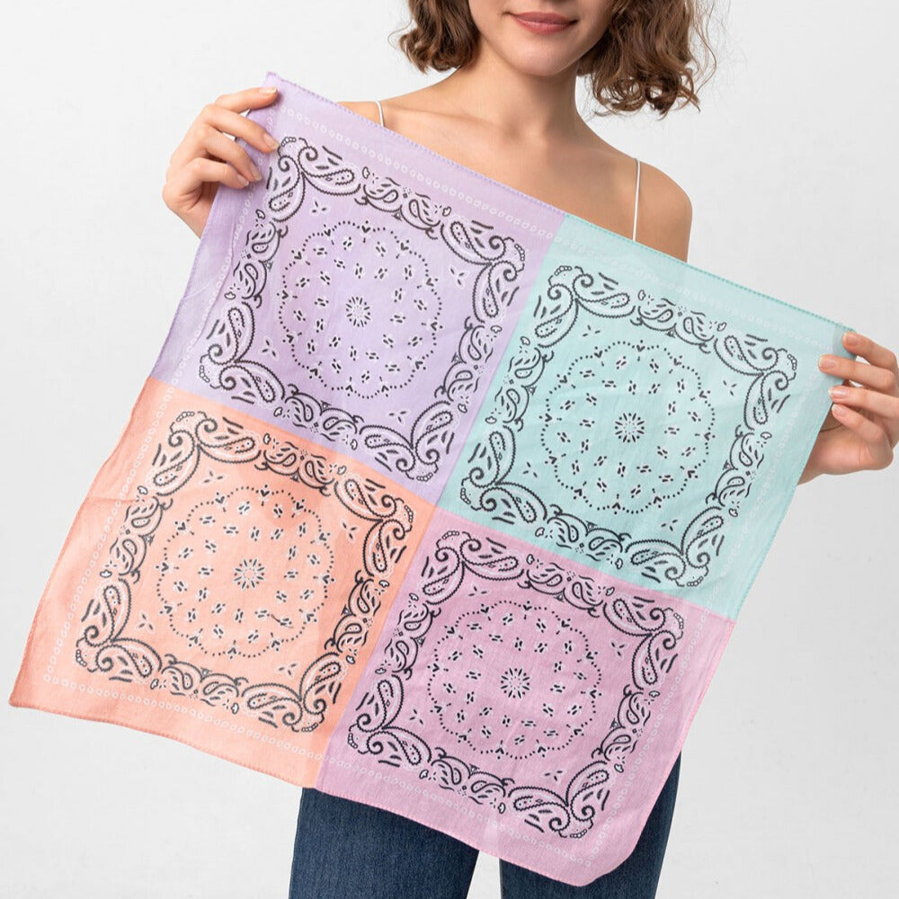 Paisley Pattern Cotton Bandana Scarf |Soft Colours