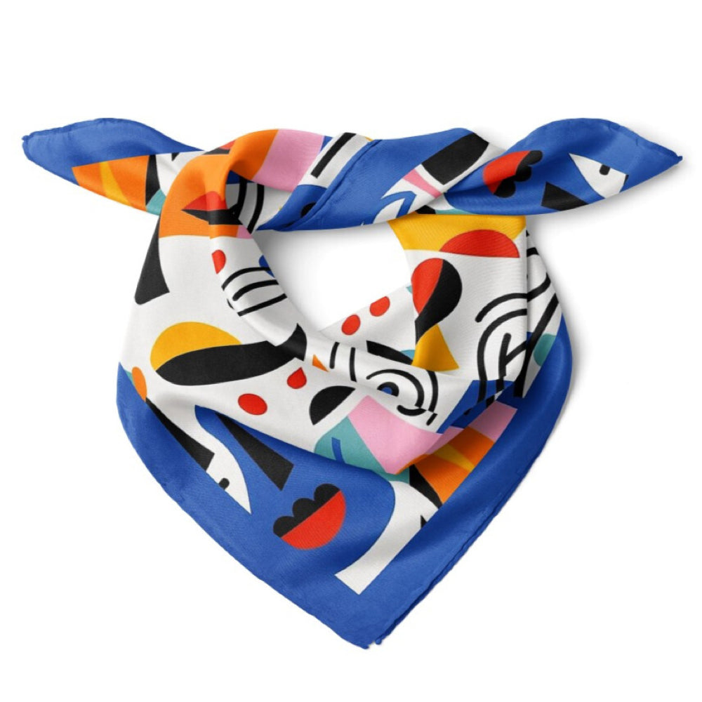 Modern Art Design Satin Bandana Scarf |Multicolour