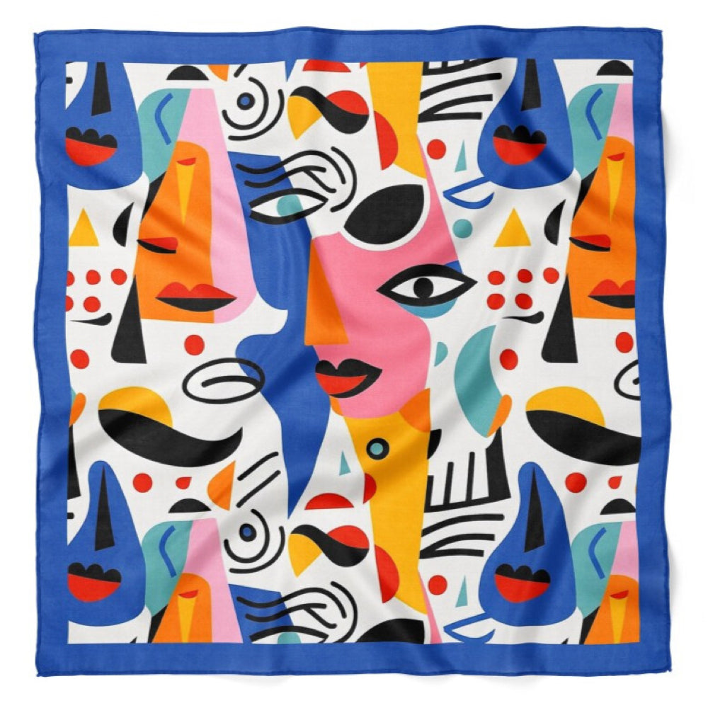 Modern Art Design Satin Bandana Scarf |Multicolour