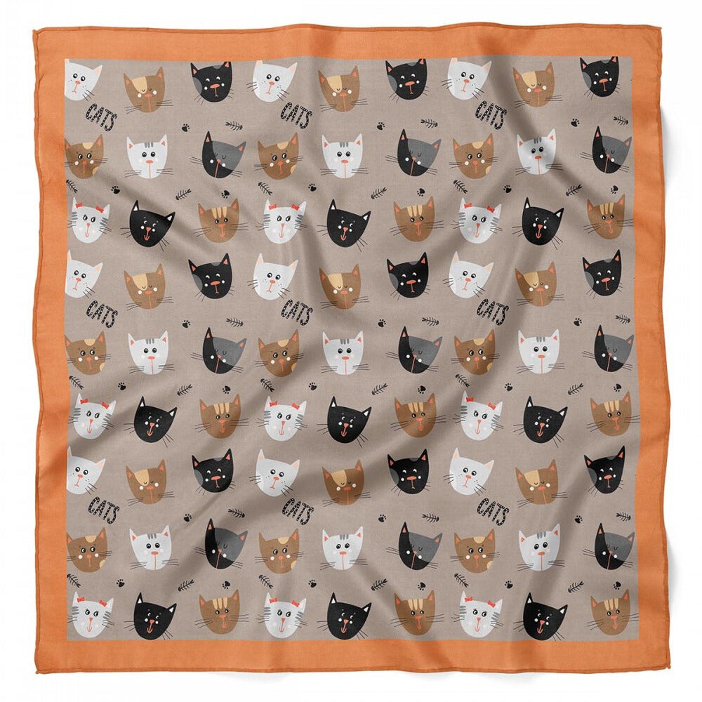 Dog Print Satin Bandana Scarf |Brown
