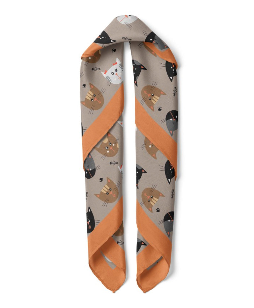 Dog Print Satin Bandana Scarf |Brown