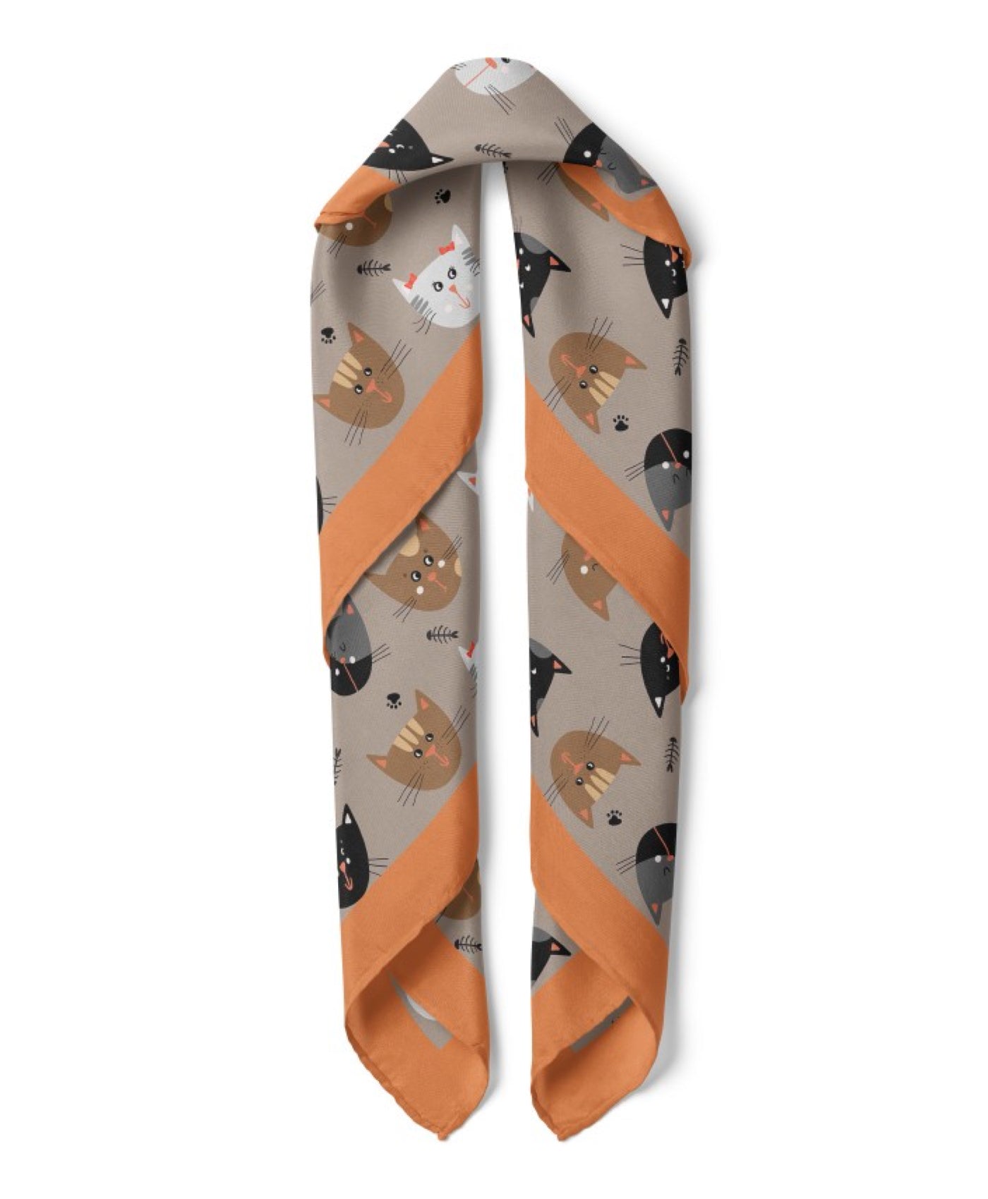 Dog Print Satin Bandana Scarf |Brown