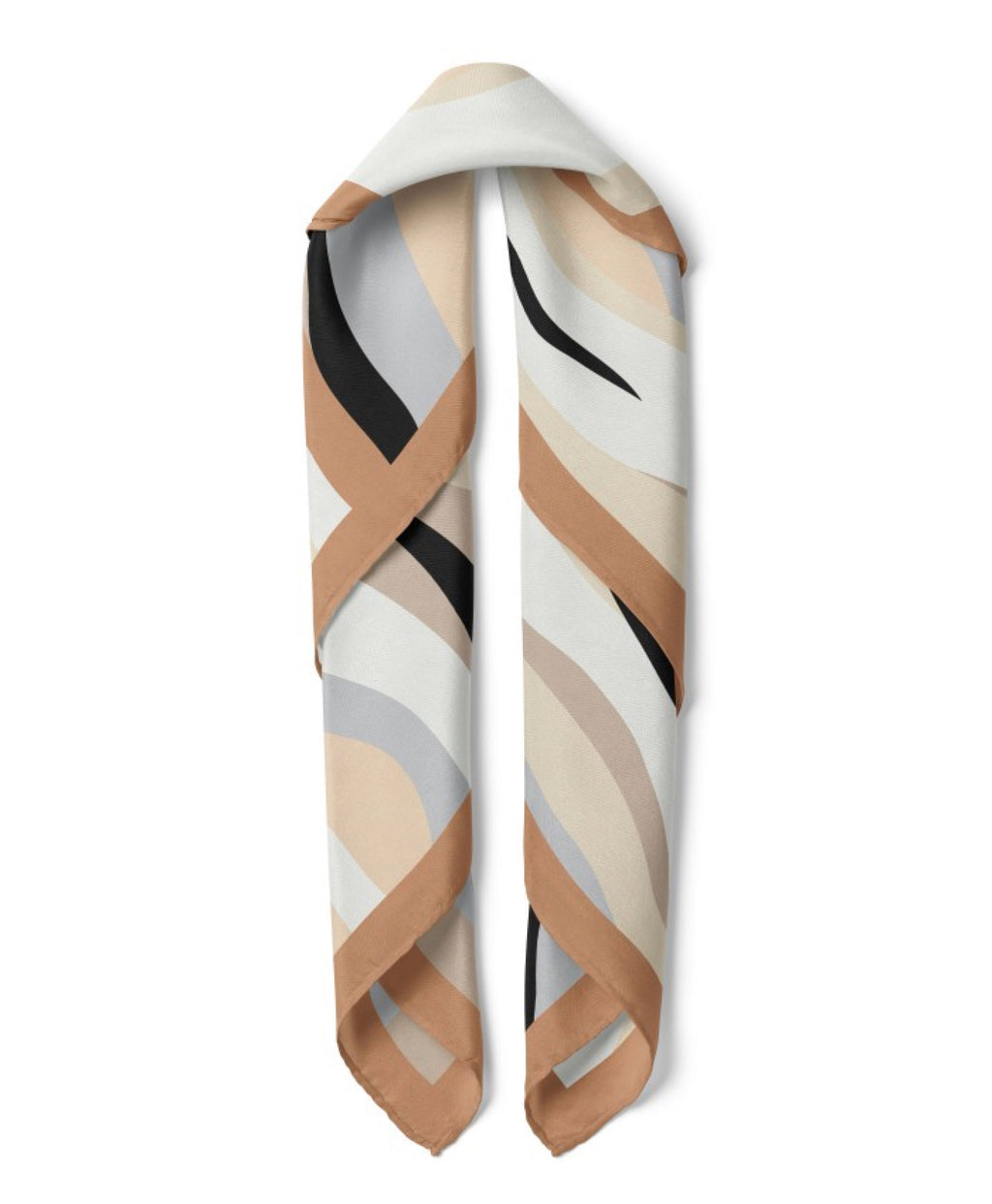 Lithe Line Pattern Satin Bandana Scarf |Beige