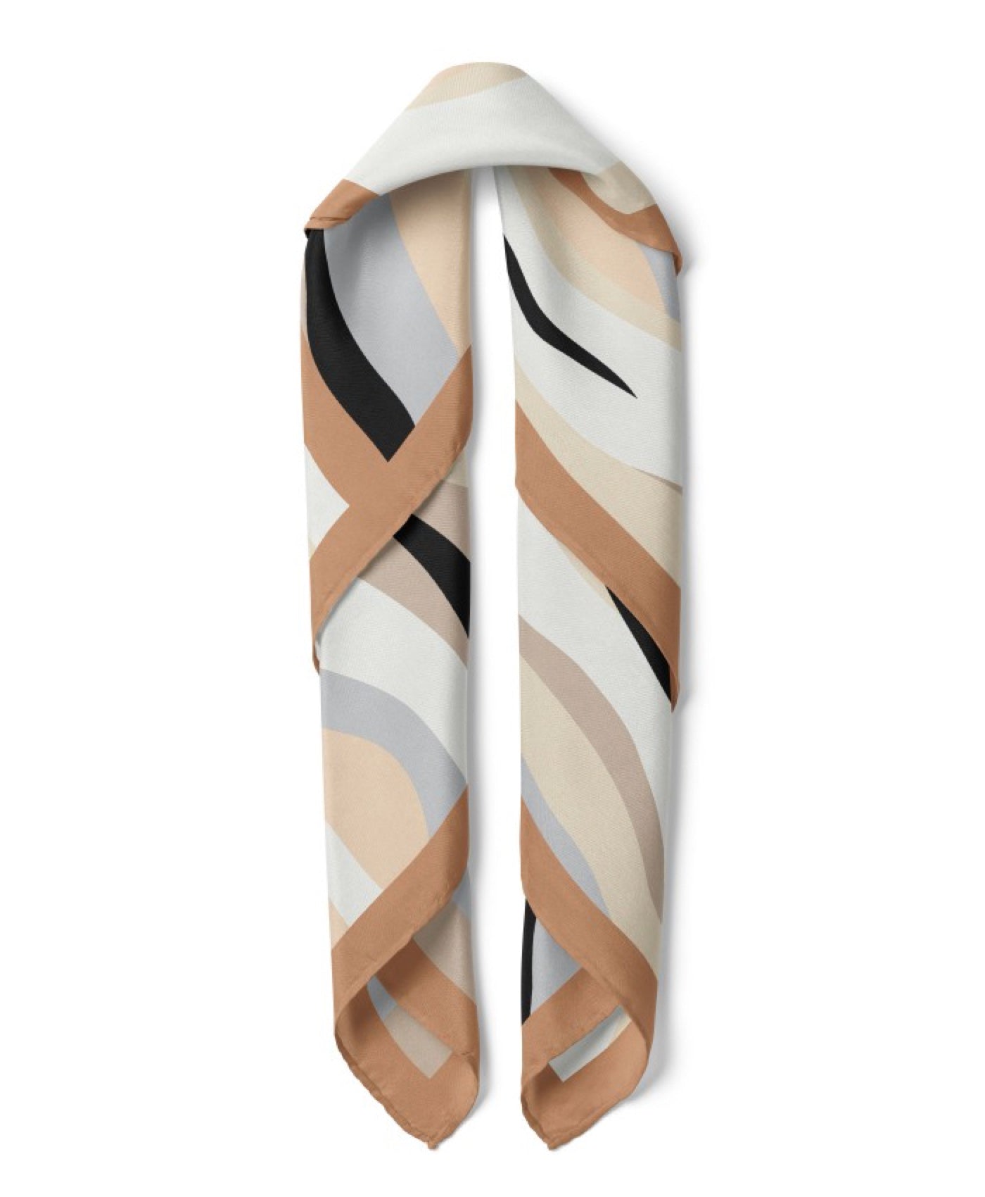 Lithe Line Pattern Satin Bandana Scarf |Beige