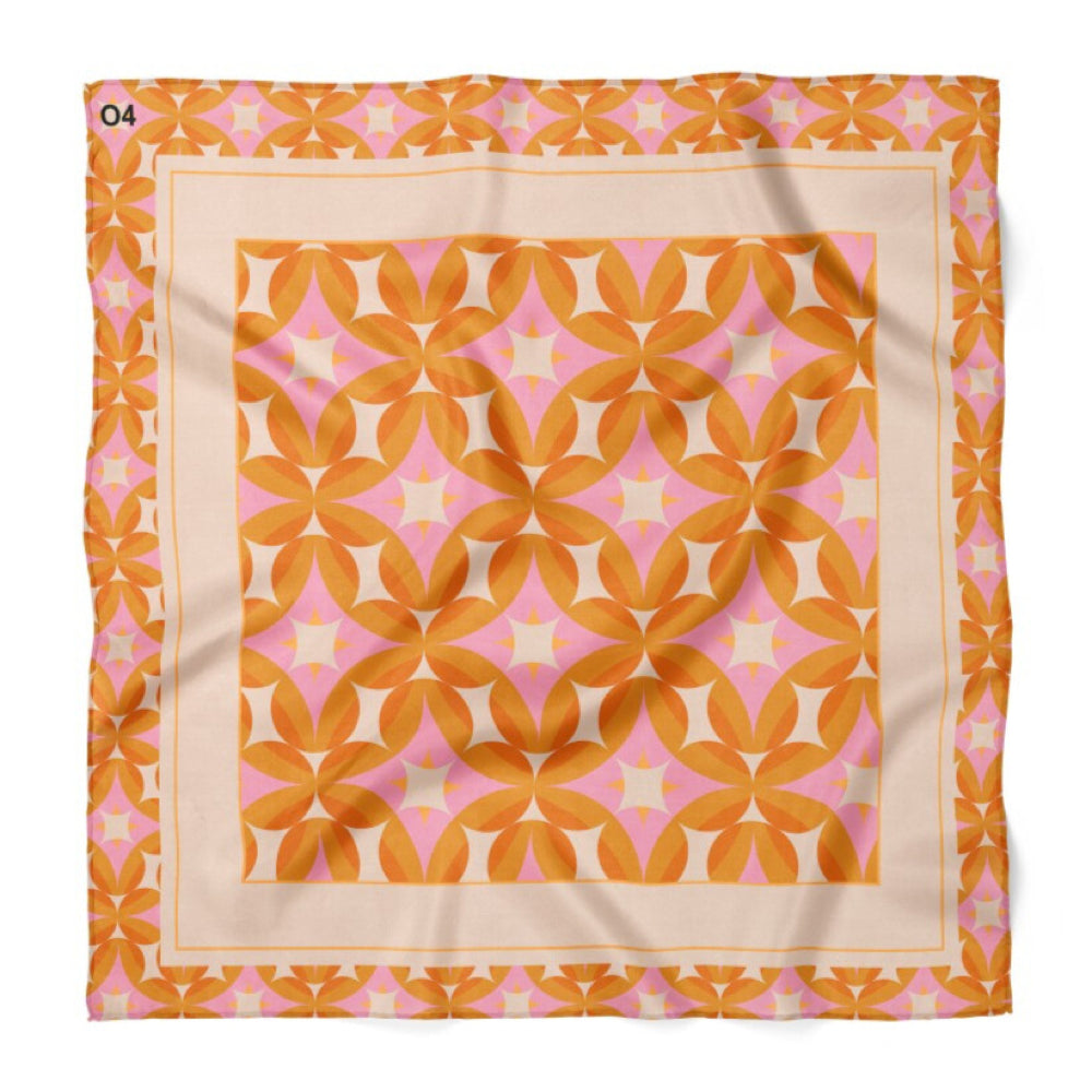 Circle Star Pattern Satin Bandana Scarf |Orange