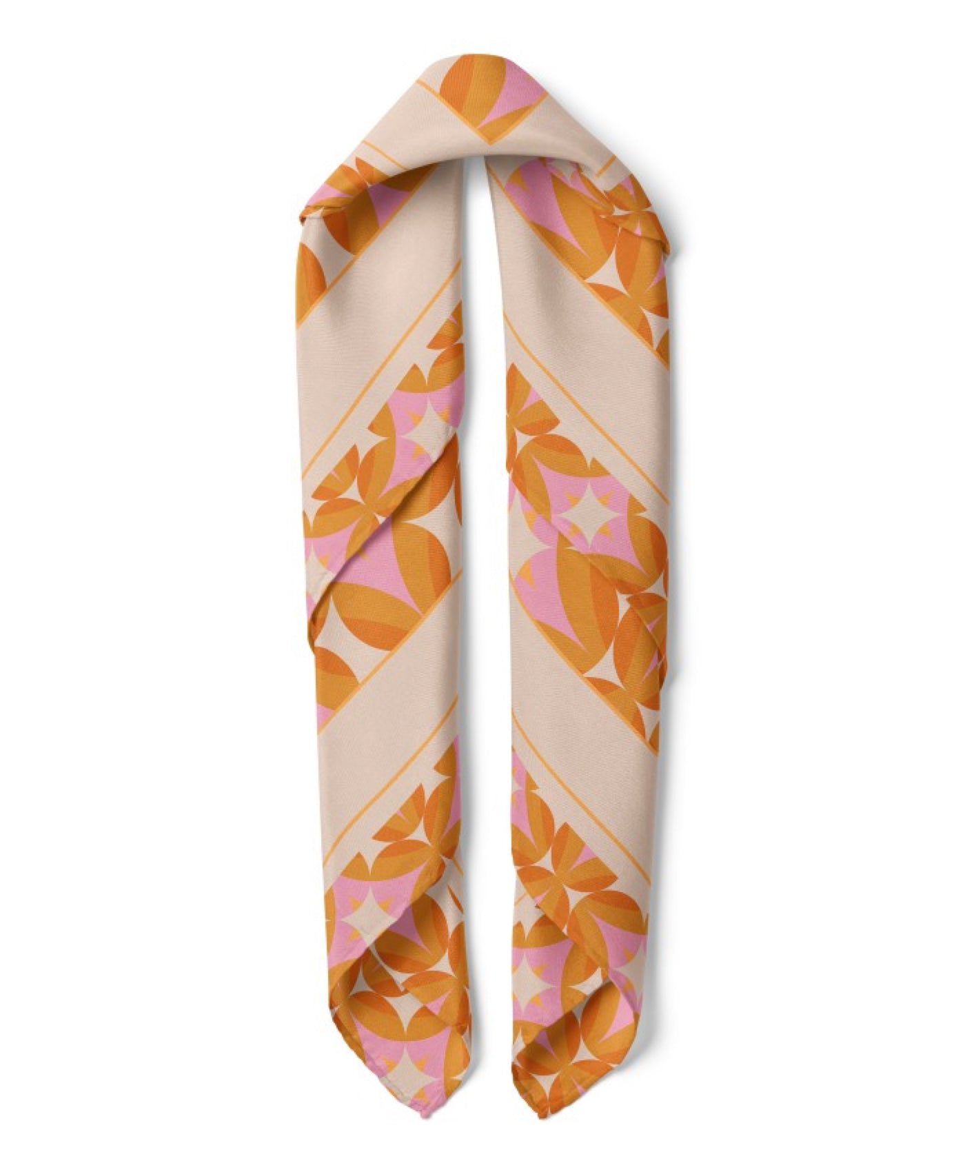 Circle Star Pattern Satin Bandana Scarf |Orange
