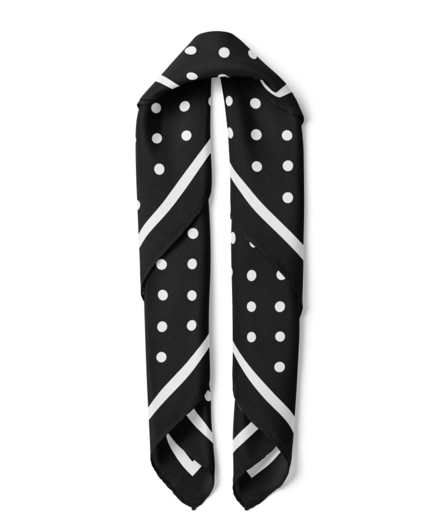 Polka Dot Print Satin Bandana Scarf |Black