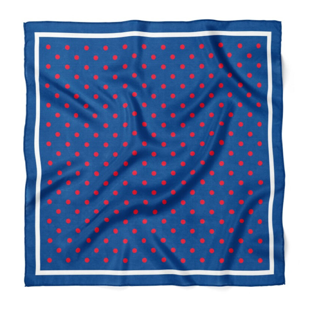 Polka Dot Print Satin Bandana Scarf |Navy Blue