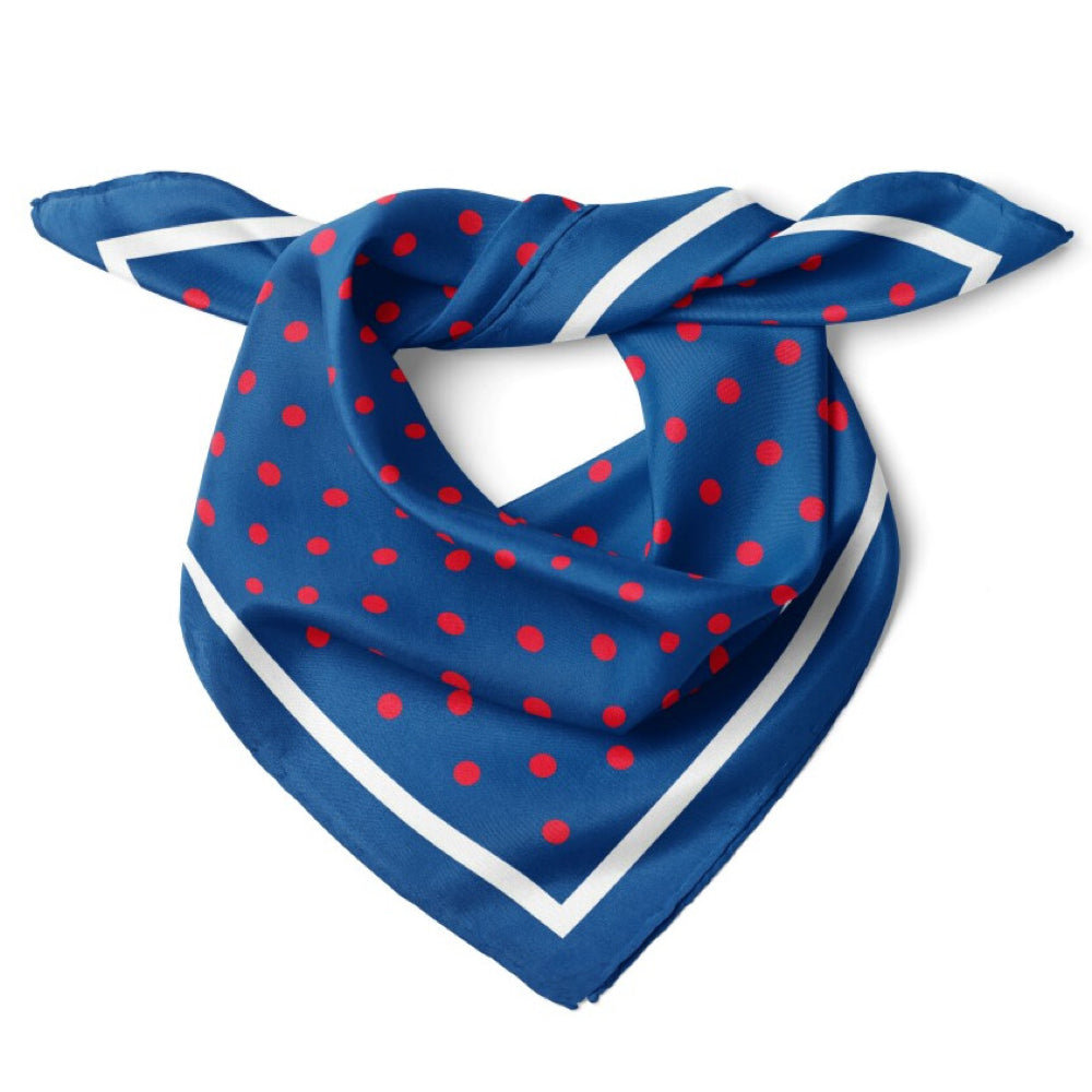 Polka Dot Print Satin Bandana Scarf |Navy Blue