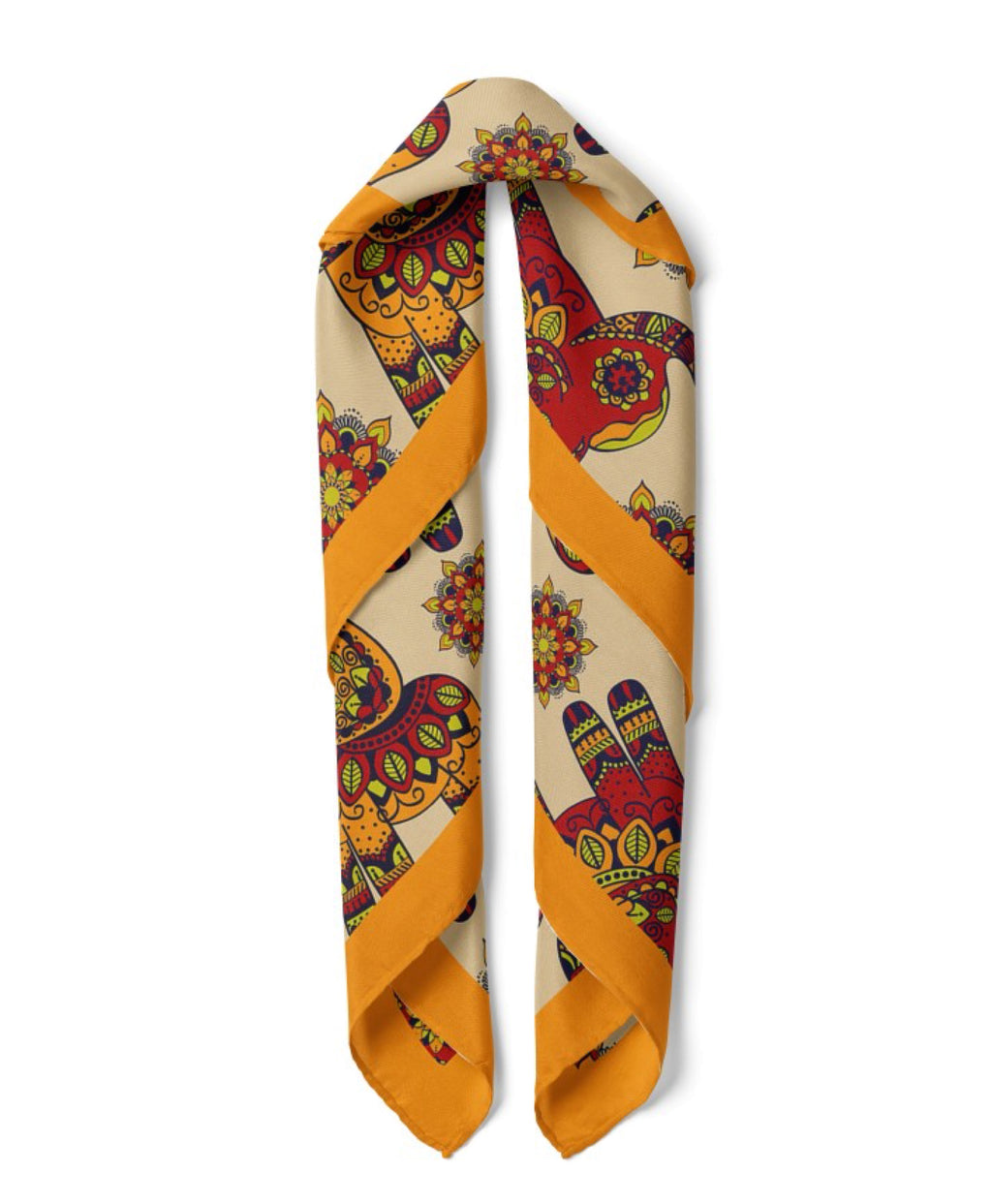 Elephant Pattern Bandana Scarf |Orange & Red