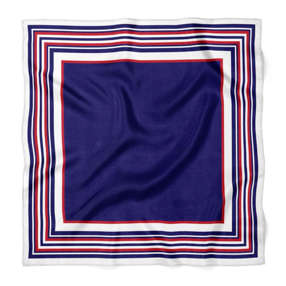 Striped Square Satin Bandana Scarf |Navy Blue