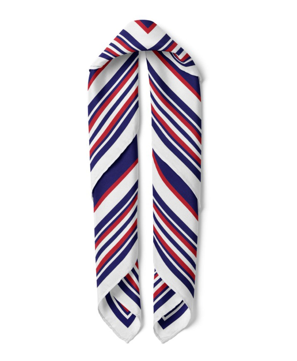 Striped Square Satin Bandana Scarf |Navy Blue