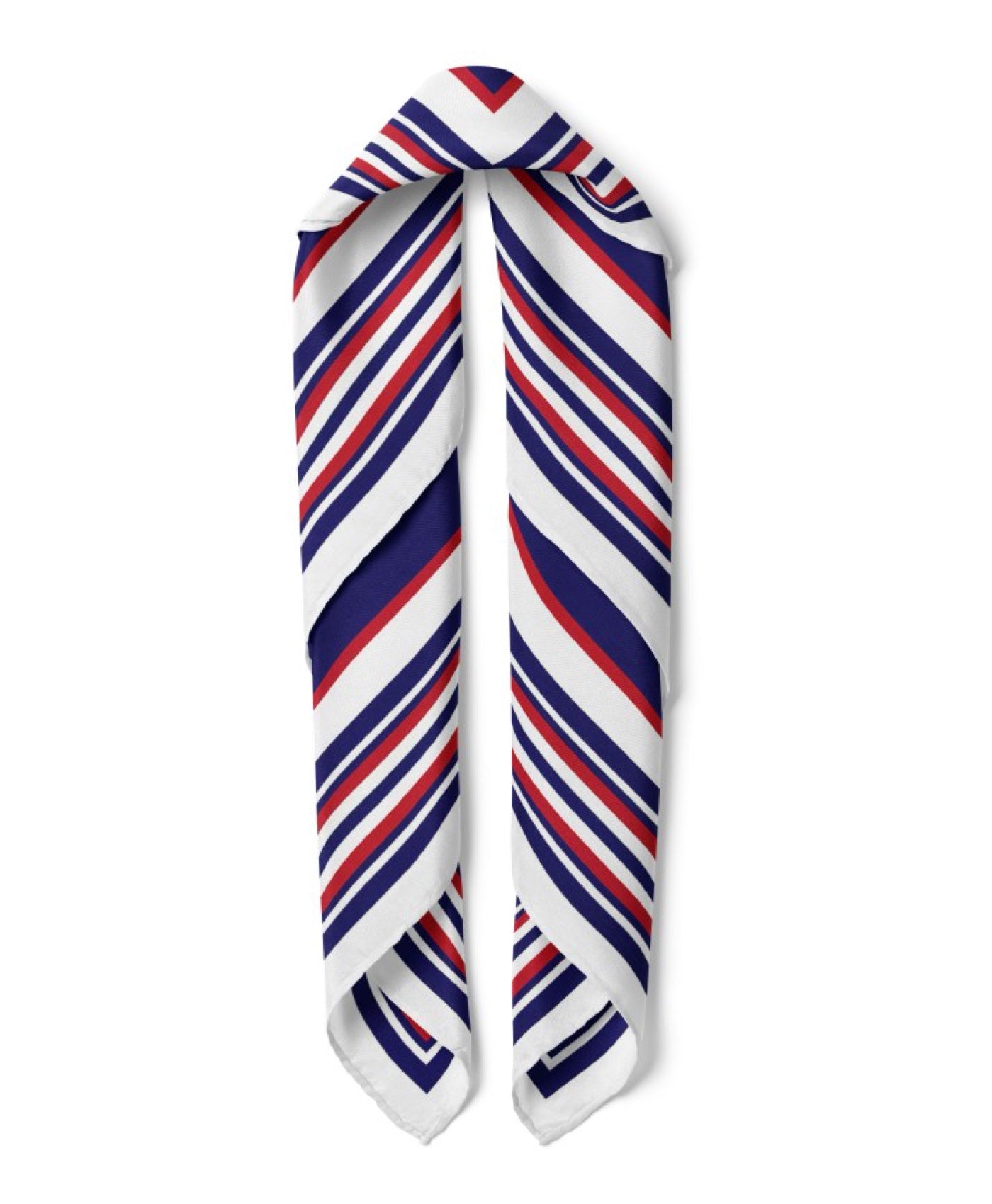 Striped Square Satin Bandana Scarf |Navy Blue