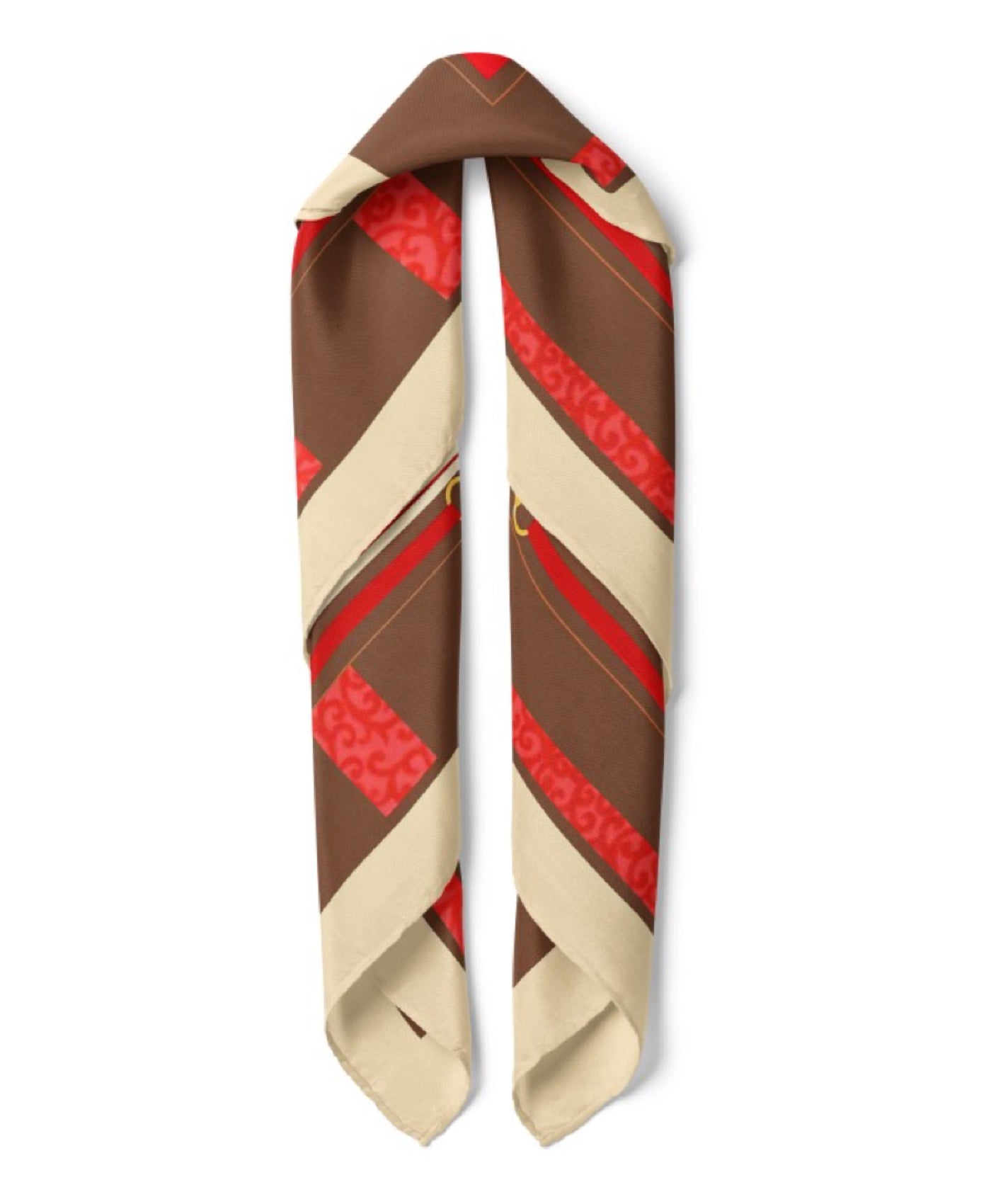 Cavalier Horse Print Satin Bandana Scarf |Red & Cream