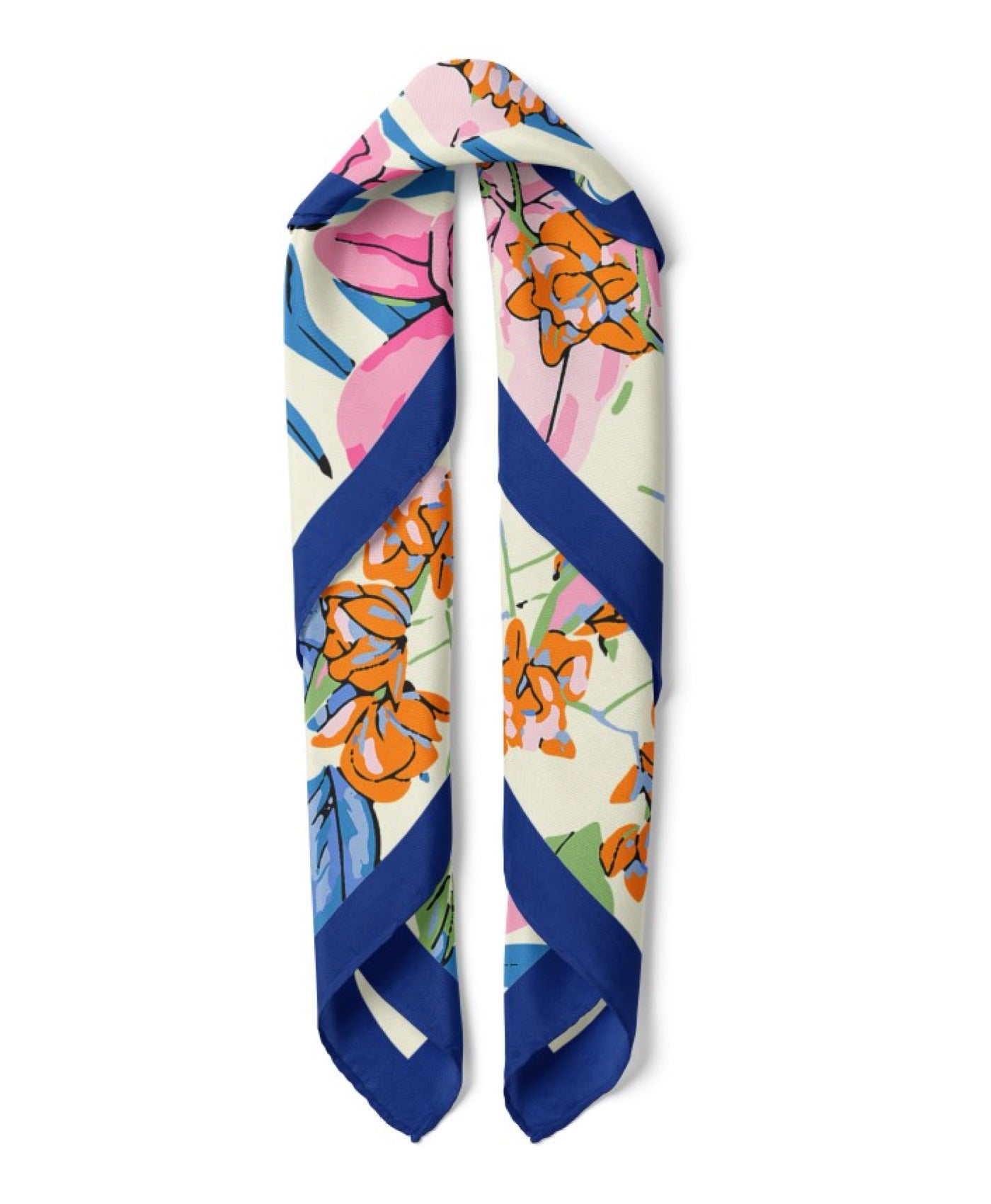 Tropical Flowers Pattern Satin Bandana Scarf |Multicolour